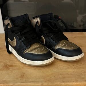 Black and Gold High-Top Sneakers
